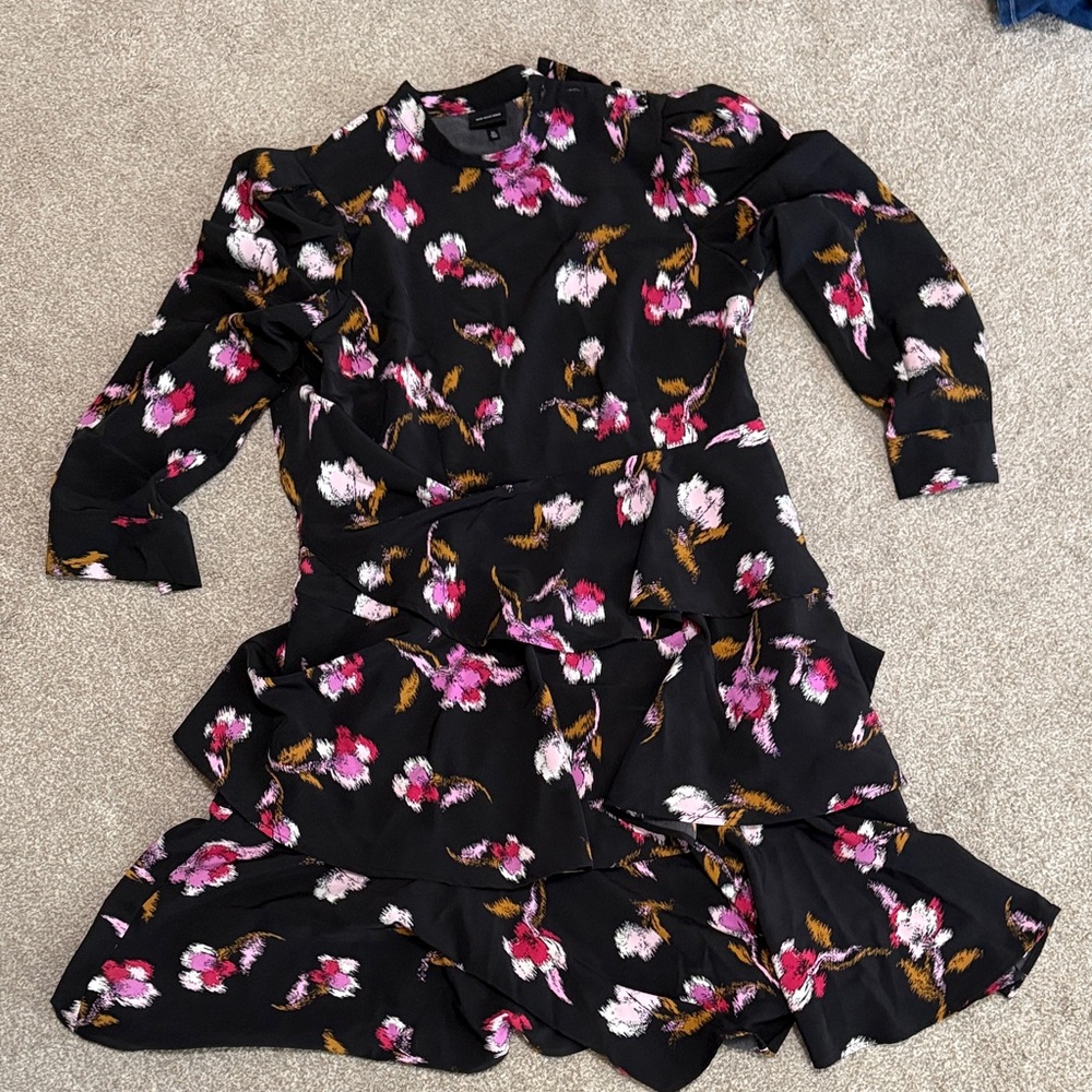 Who What Wear Black Dress with Pink Floral Pattern